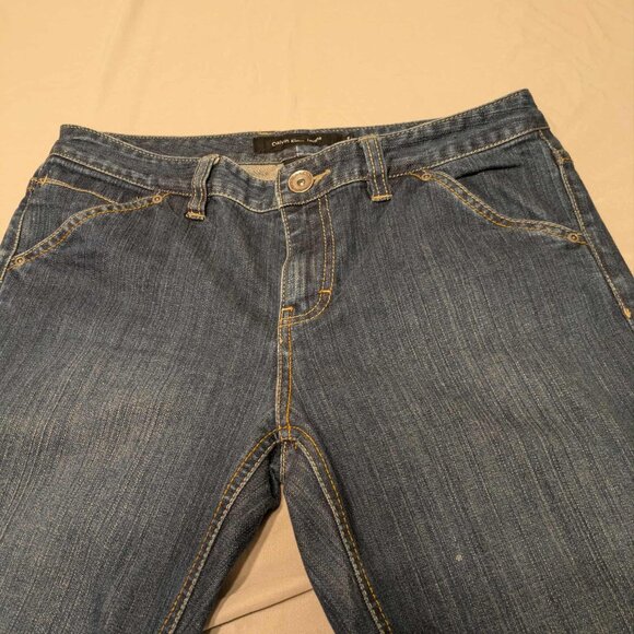 Calvin Klein Trouser Flare Boot Cut Jeans Womens 6 Dark Wash Pullon Denim - Picture 2 of 10